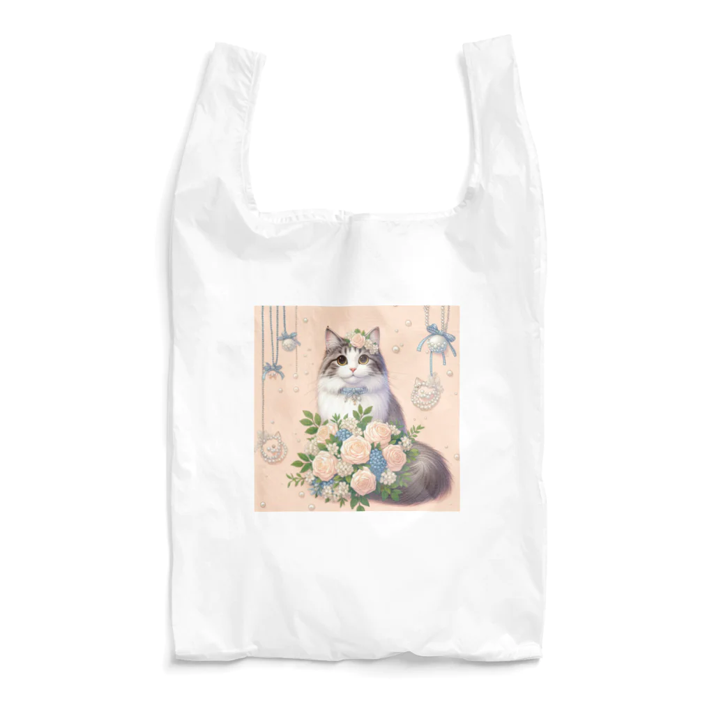 Y m @Y's shopの猫と薔薇　パールver. Reusable Bag