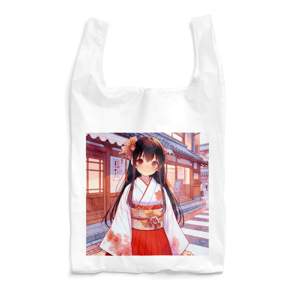 Cartoonのかわいい巫女さん Reusable Bag