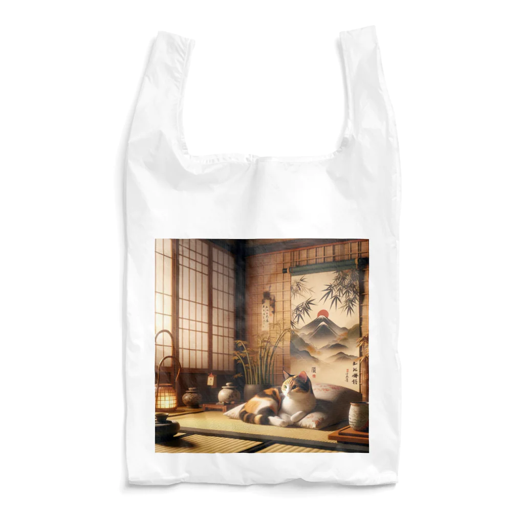 EMAKIの和紋様 x 猫　竹と猫の和室 Reusable Bag