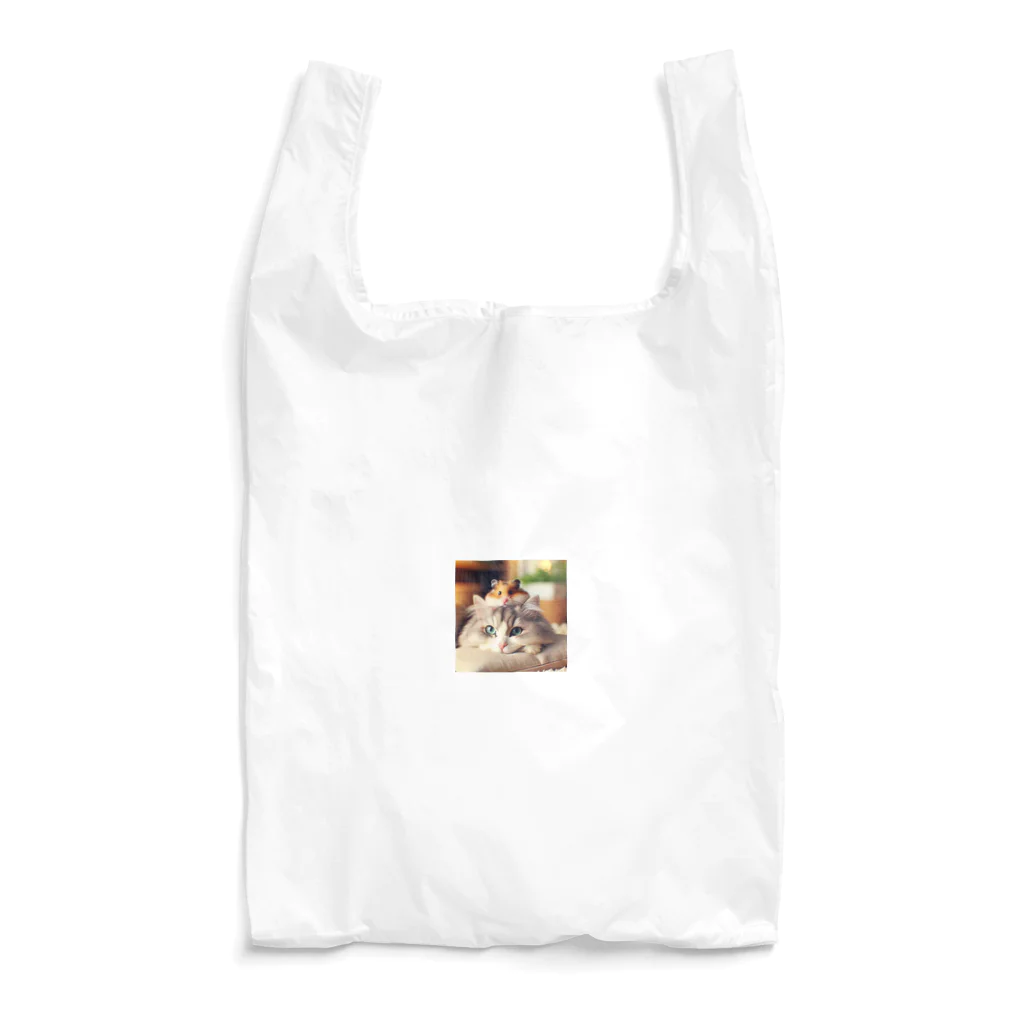 Cartoonの猫とハムスター仲良し Reusable Bag