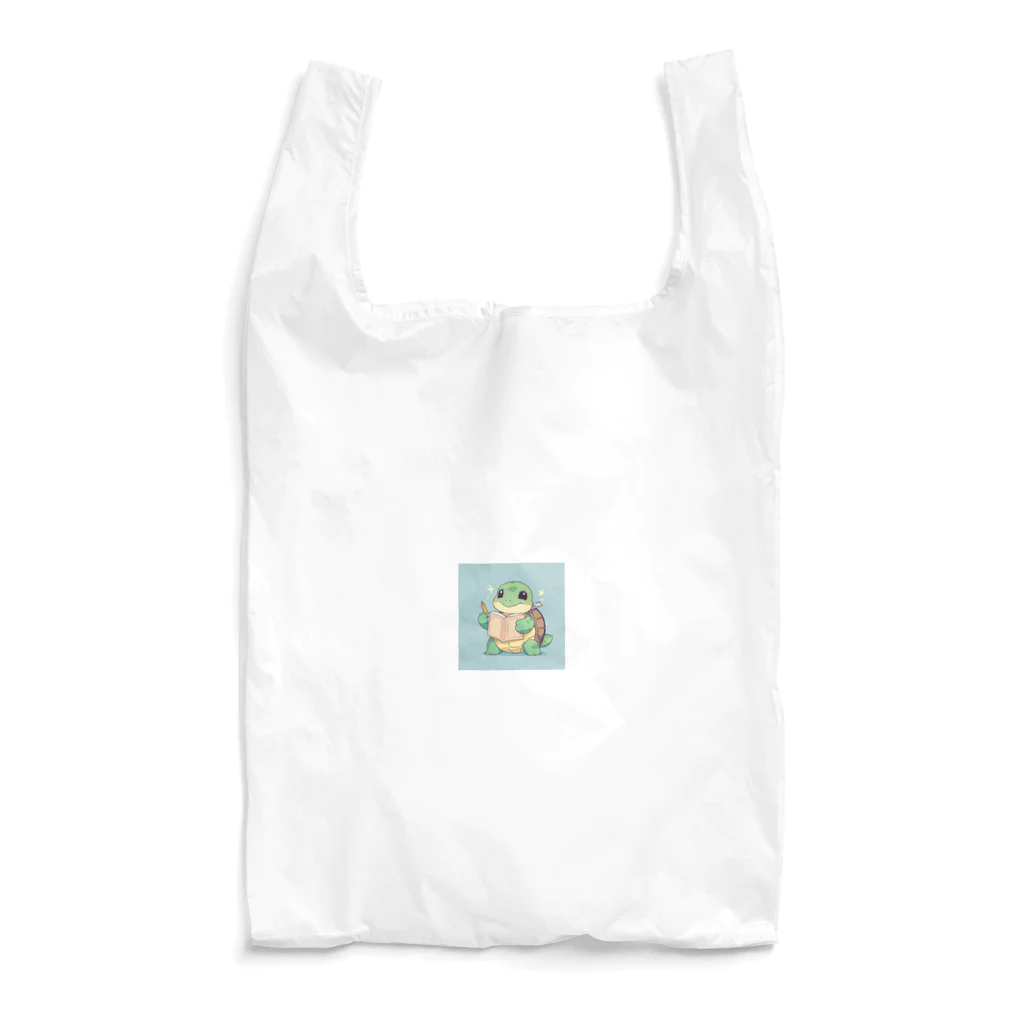 ganeshaのおもちゃの本を持ったかわいいカメ Reusable Bag