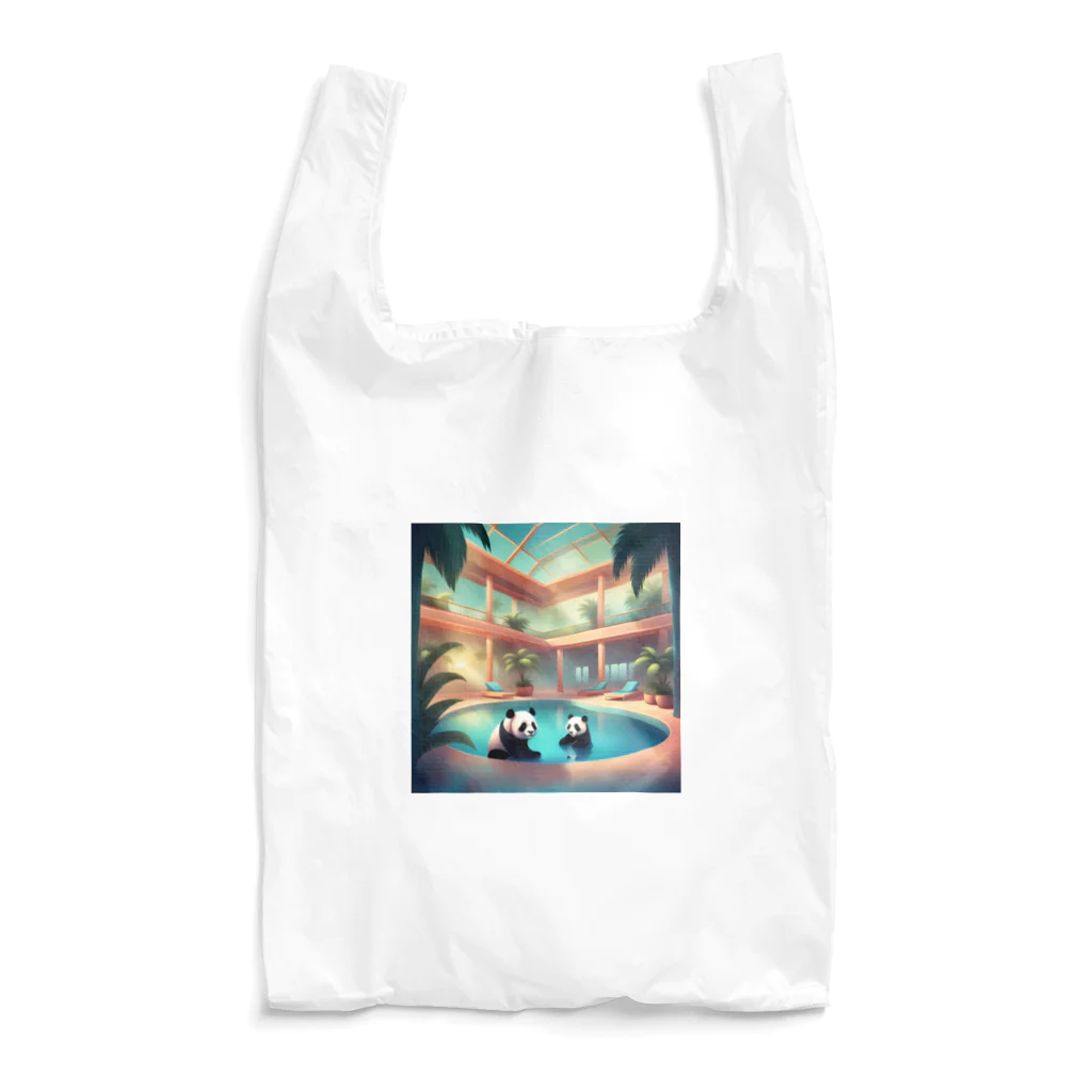 pandownloadの室内プールで遊ぶパンダ Reusable Bag