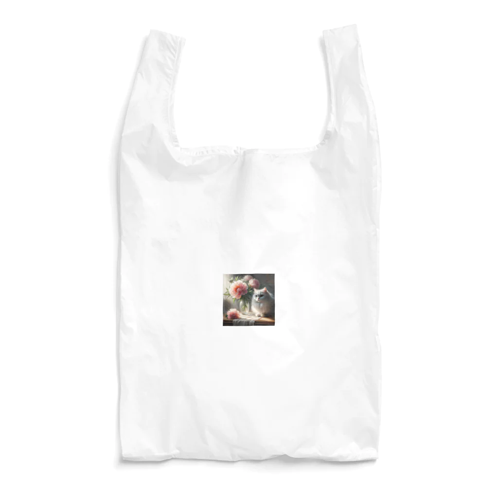 Melopyのピオニーと猫 Reusable Bag