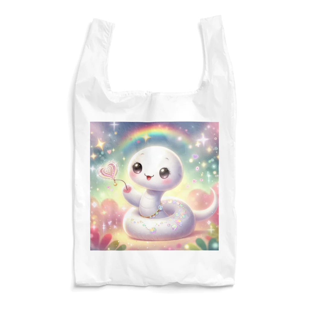 幸運アイテムデポの金運アップのファンシー白蛇ちゃん Reusable Bag