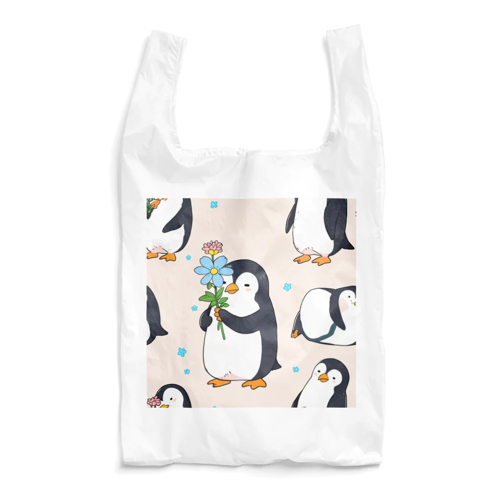 ganeshaの花を持ったかわいいペンギン Reusable Bag