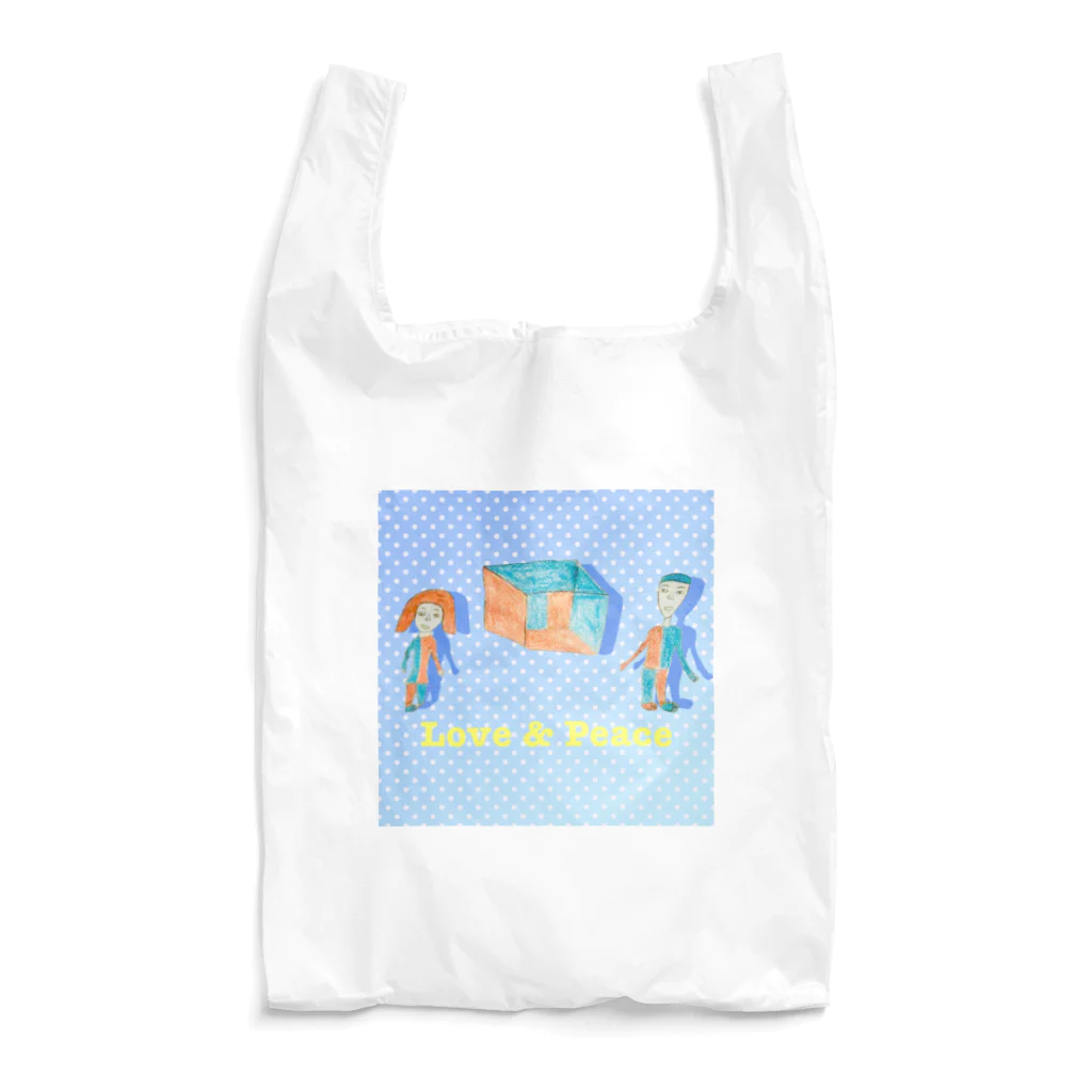 Tamon-TamonのLove & Peace ブルードット Reusable Bag