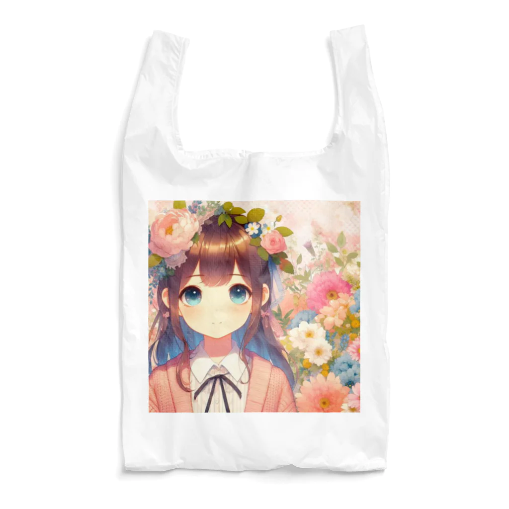 ピクセルパレットの可愛い女の子とお花10 Reusable Bag