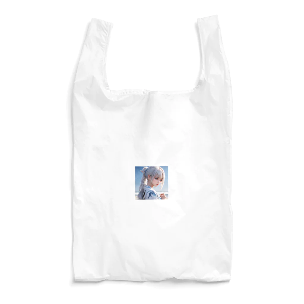 スカ次郎ショップの白髪和服美女シリーズ0001 Reusable Bag