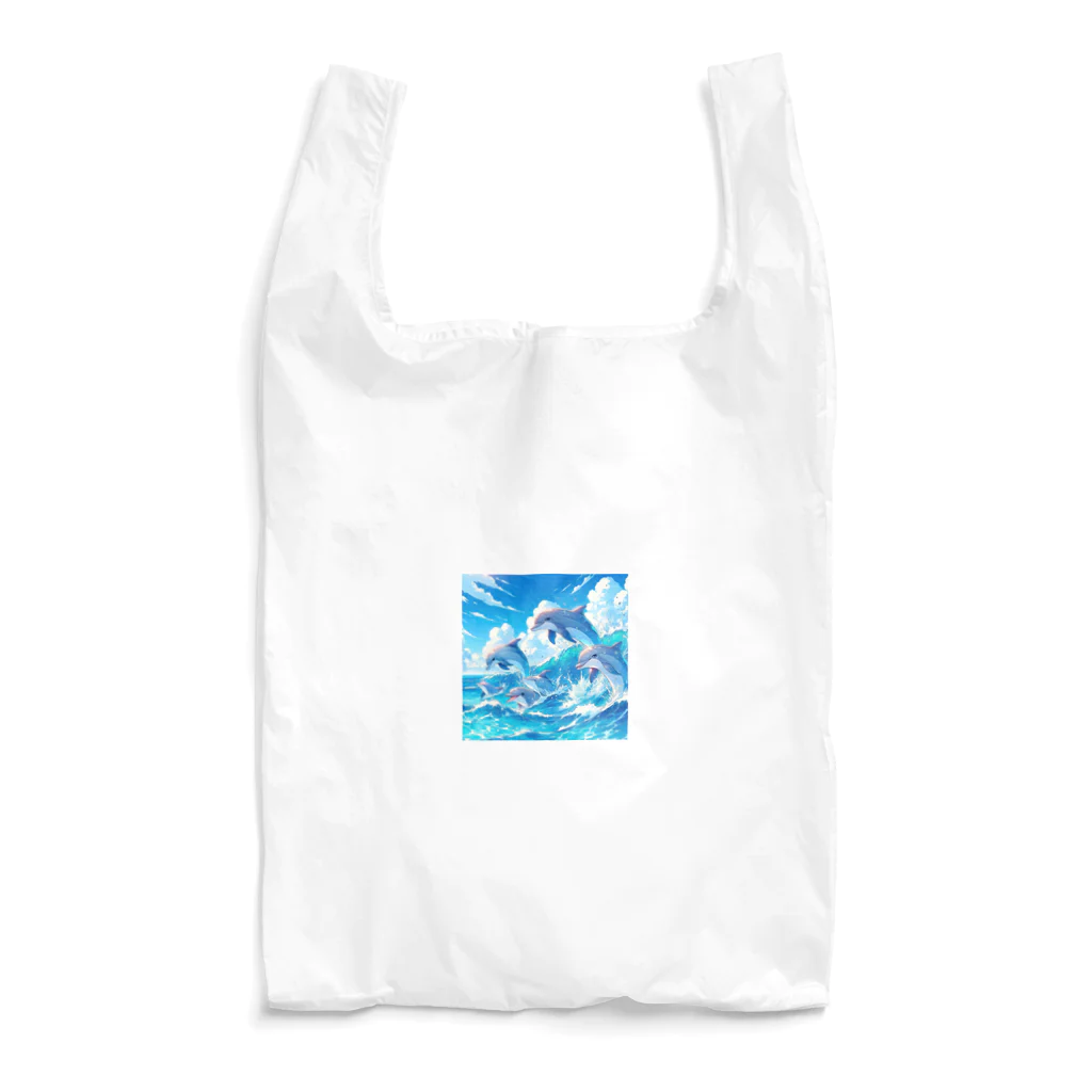 snow-birdの海で遊ぶイルカたちの楽しい風景 Reusable Bag