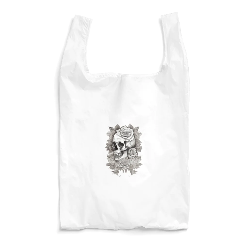 japanese-creatorの骸骨　薔薇　デザインTシャツ　アート　グラフィック エコバッグ