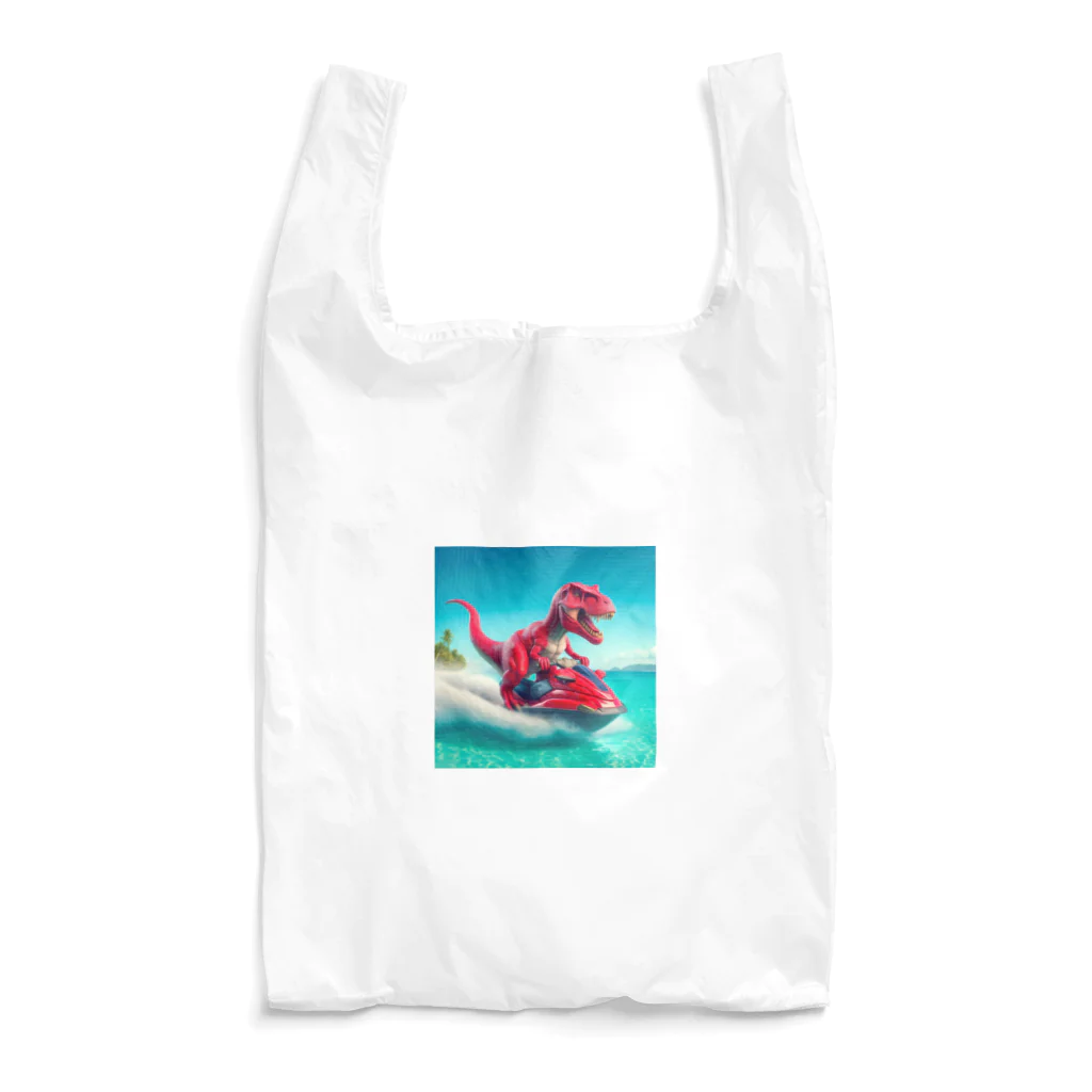 DINO-studioのジェットスキーを楽しむ赤ティラノ Reusable Bag