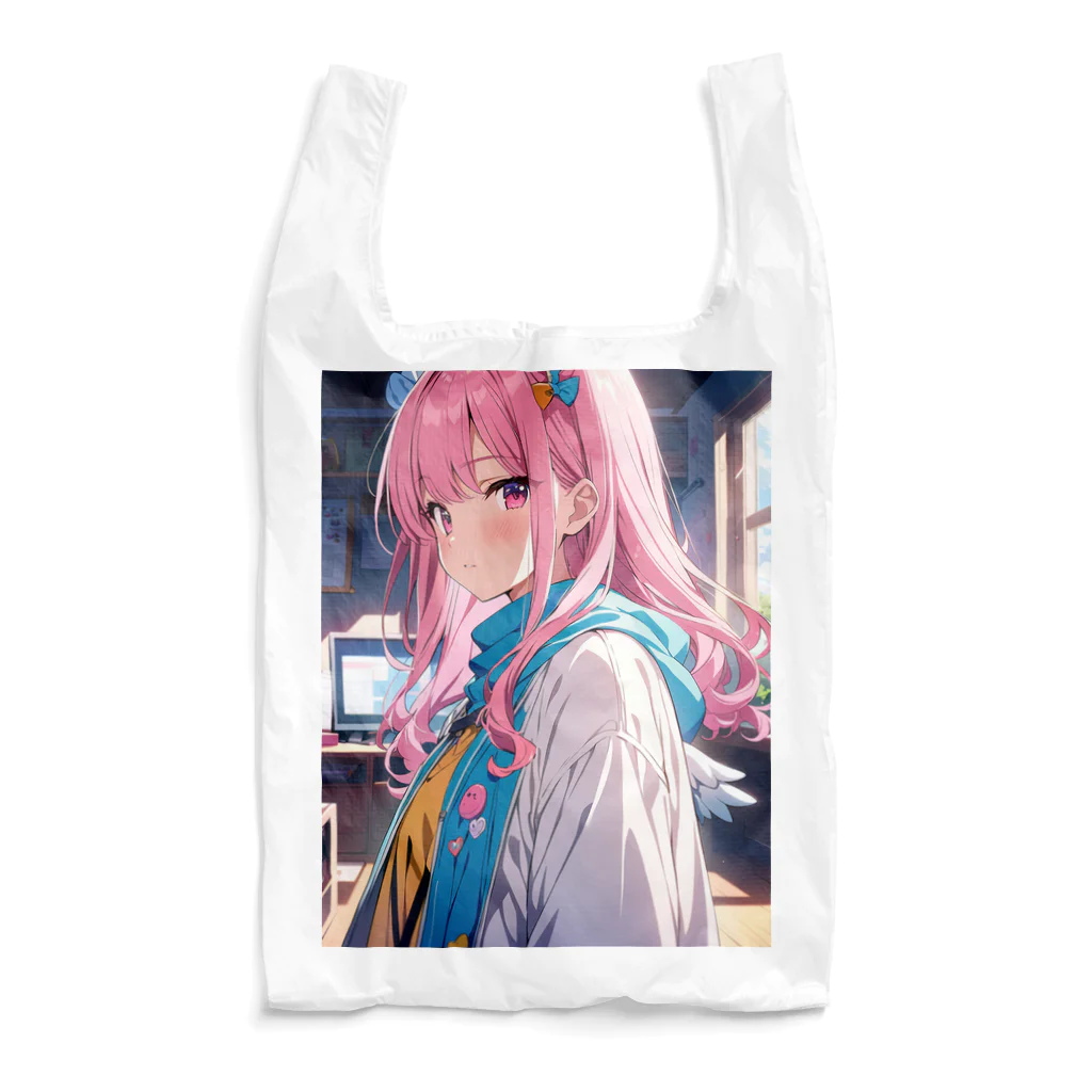 アタオカ1号のAIイラスト美少女(ピンク髪) Reusable Bag