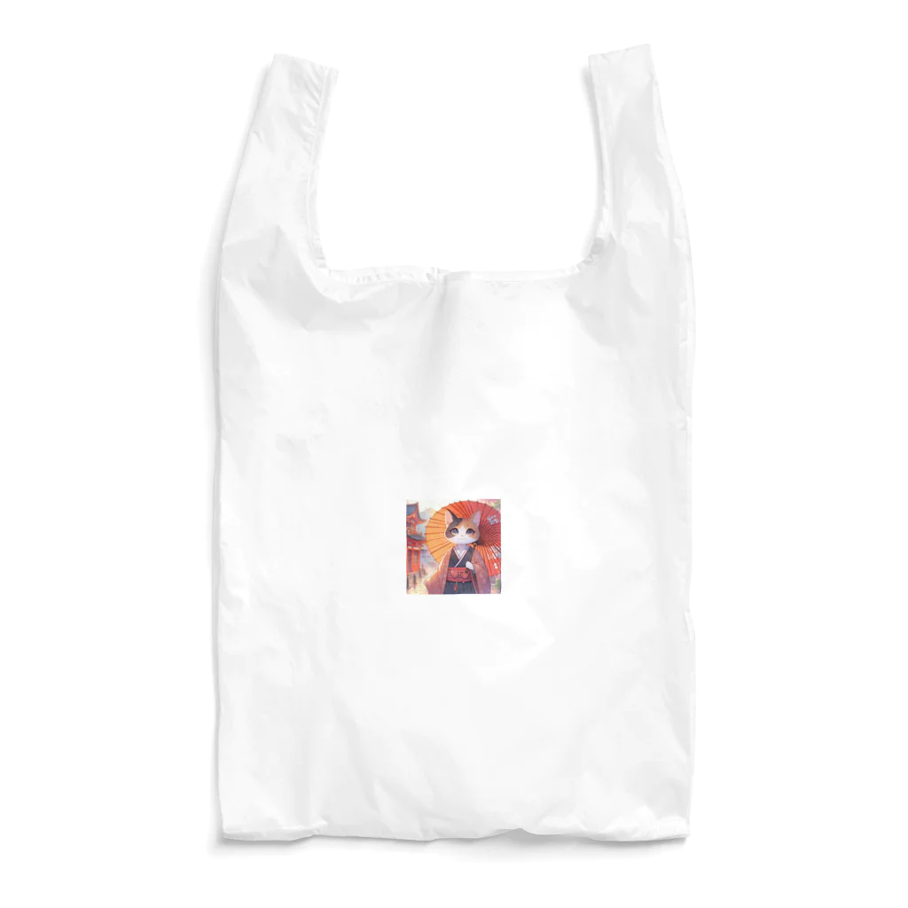 oz-chanの傘をさしている猫_アニメ風2 Reusable Bag