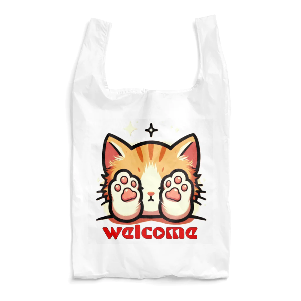 kk-welcomeの肉球で目隠し猫ちゃん エコバッグ