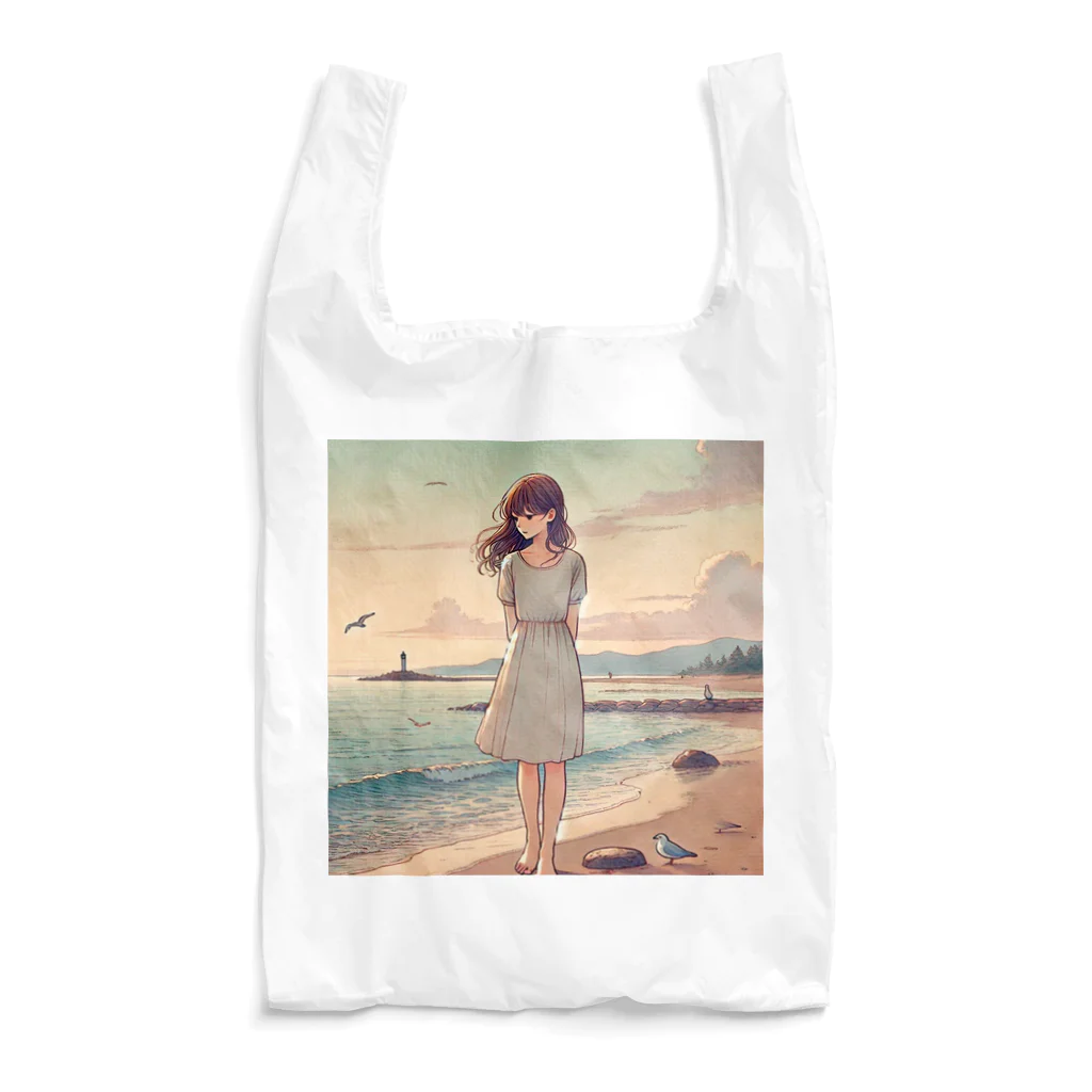 inuneko2004の海辺の女の子 Reusable Bag