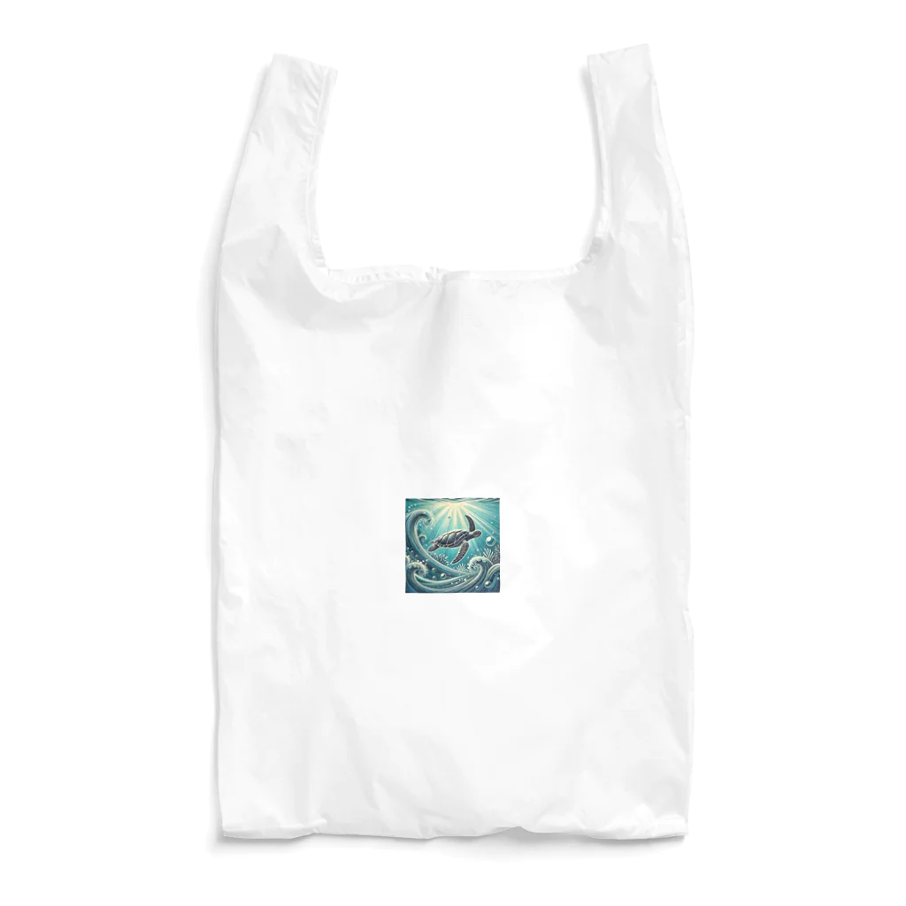 海の幸のウミガメと水流 Reusable Bag