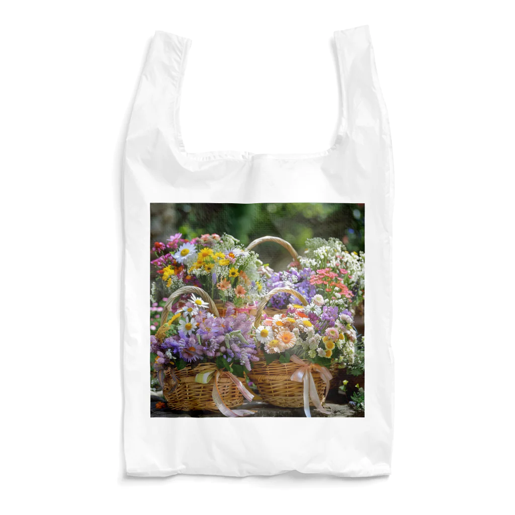 AQUAMETAVERSEの華やかな花が入った花かご　なでしこ1478 Reusable Bag