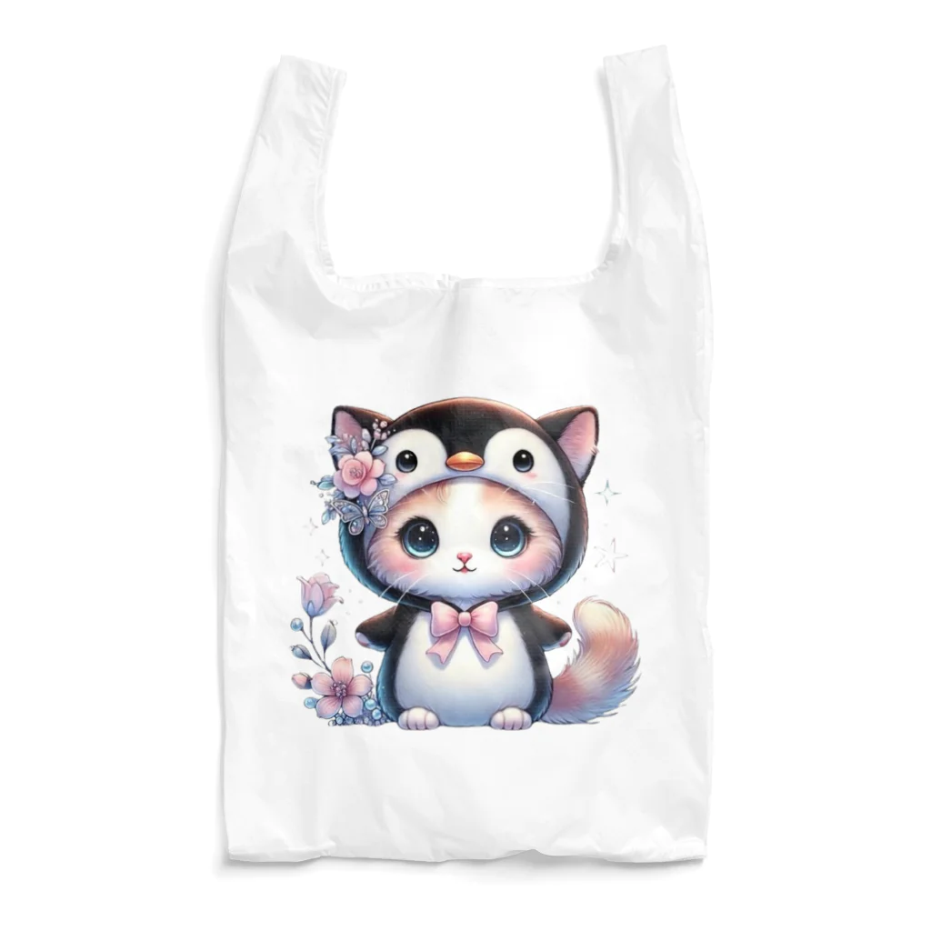 Snow-peaceのペンギンコスチュームのキュートな子猫 Reusable Bag