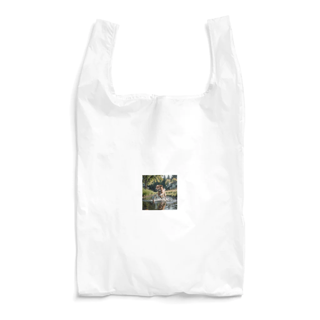 kokin0の水辺を走る犬 dog runnning on the water Reusable Bag