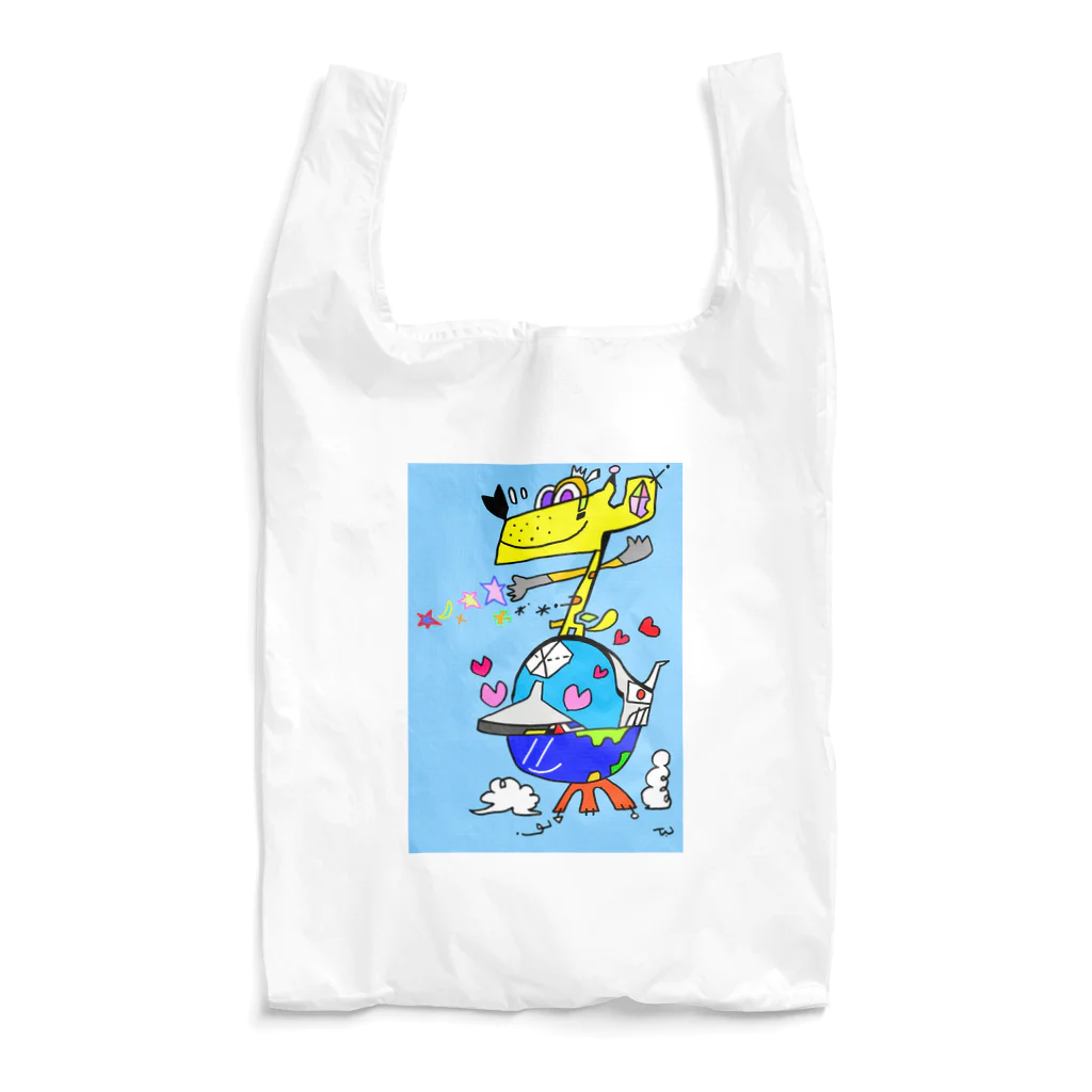 peace11newsの頑張る地球君の上・愛犬ベン・平和の星ビームを放つｖ(ｘｘ）＞ Reusable Bag