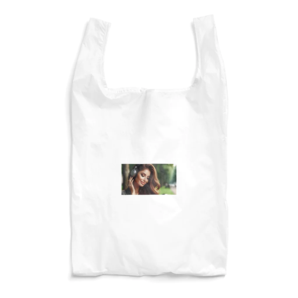 moesoraの音楽を聴く女性 Reusable Bag