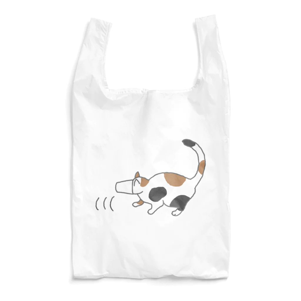 ざわ屋の紙コップから頭が抜けず後ずさりする猫 Reusable Bag