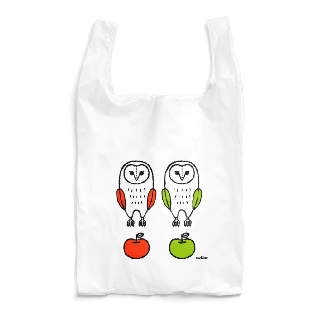 nachiccoのフクロウとリンゴ Reusable Bag