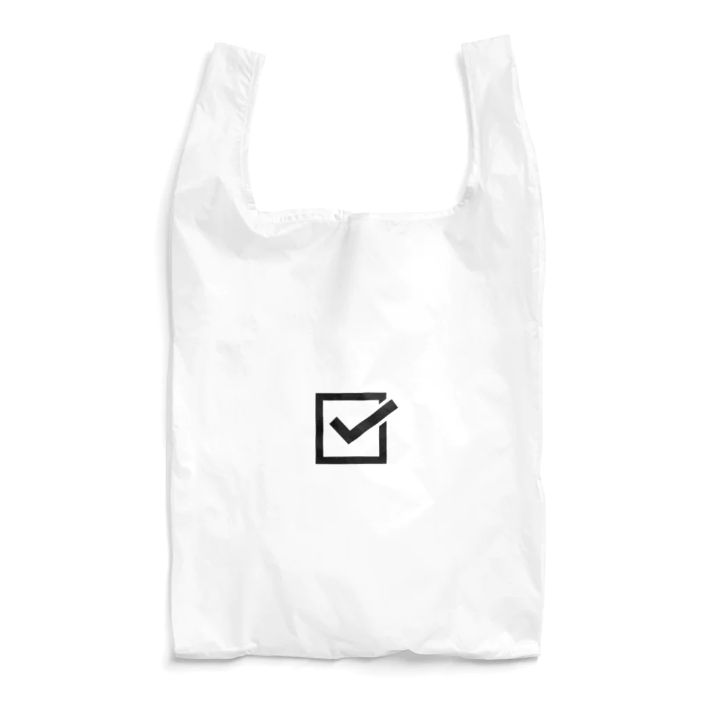 SANKAKU DESIGN STOREのチェックマーク 白×黒 しかく。 Reusable Bag