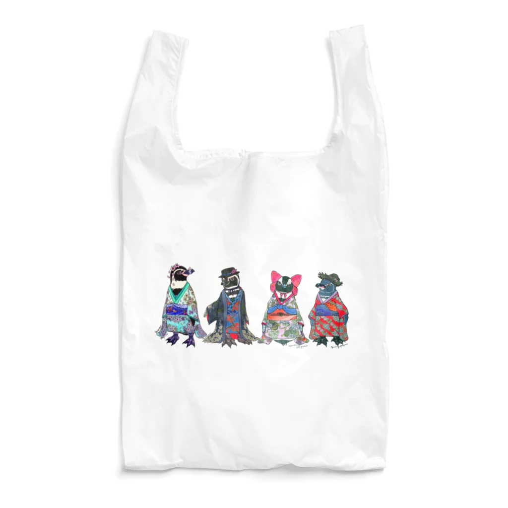 ヤママユ(ヤママユ・ペンギイナ)の桜梅桃李-Spheniscus Kimono Penguins- Reusable Bag