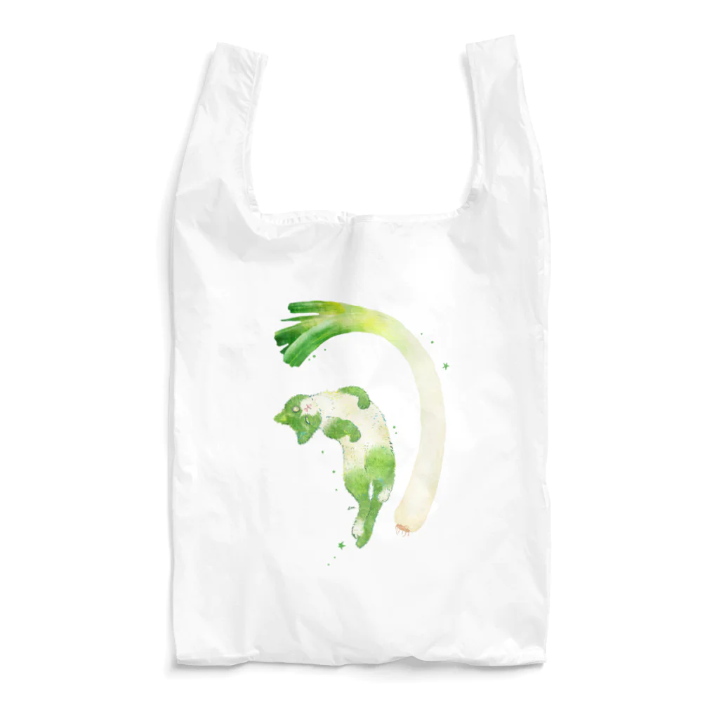 ミウラエツコの曲がりネギとくねり猫 Reusable Bag