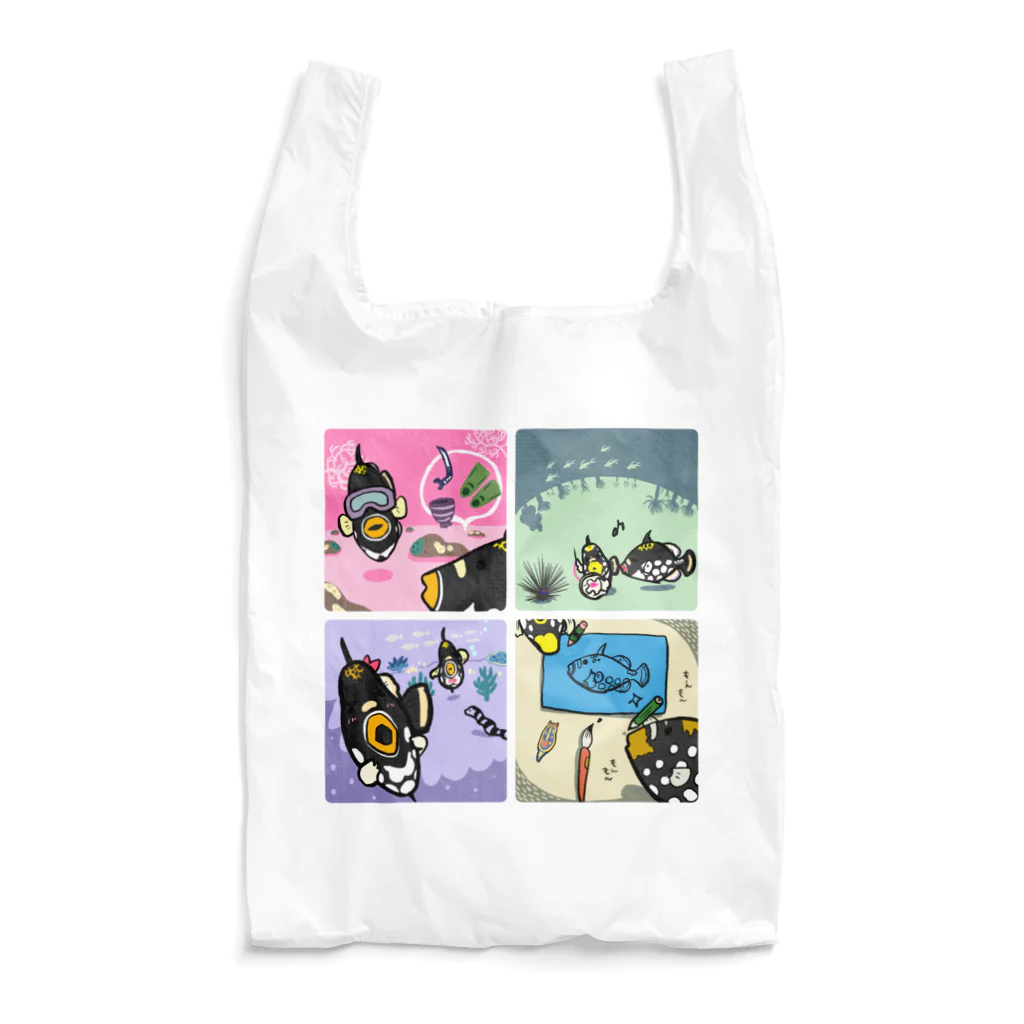 mami-skのお魚グッズ屋〜SUZURI店〜のモンちゃんの楽しそうな日常 Reusable Bag