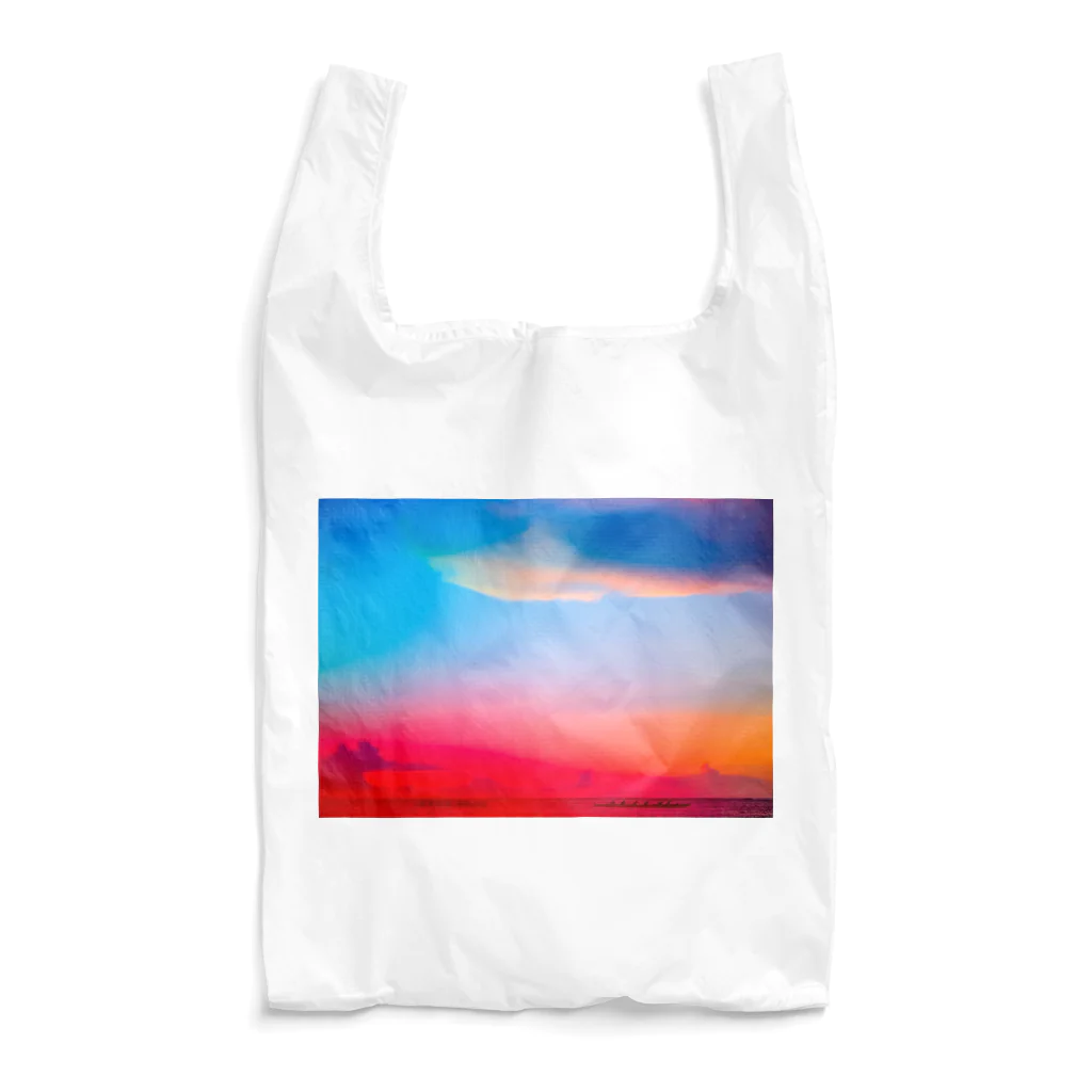 NEON LIGHT STARSの赤富士ひのまる空 Reusable Bag