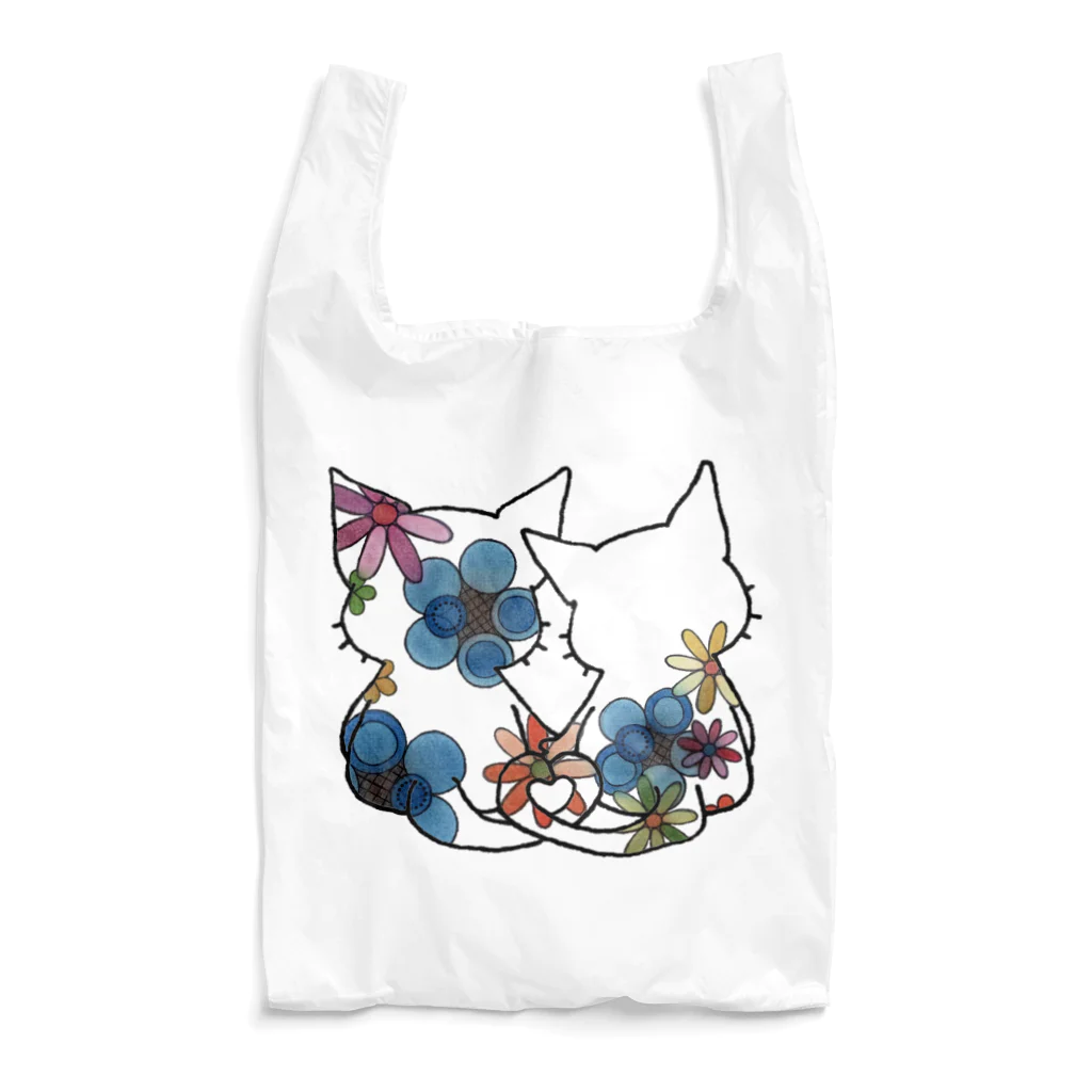 CLOVER-SHOKOのネコ＊なかよし♪　花カラフル Reusable Bag