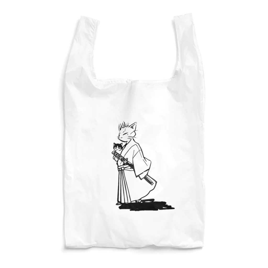 城下町にゃんこの会の猫侍(モノクロ) Reusable Bag