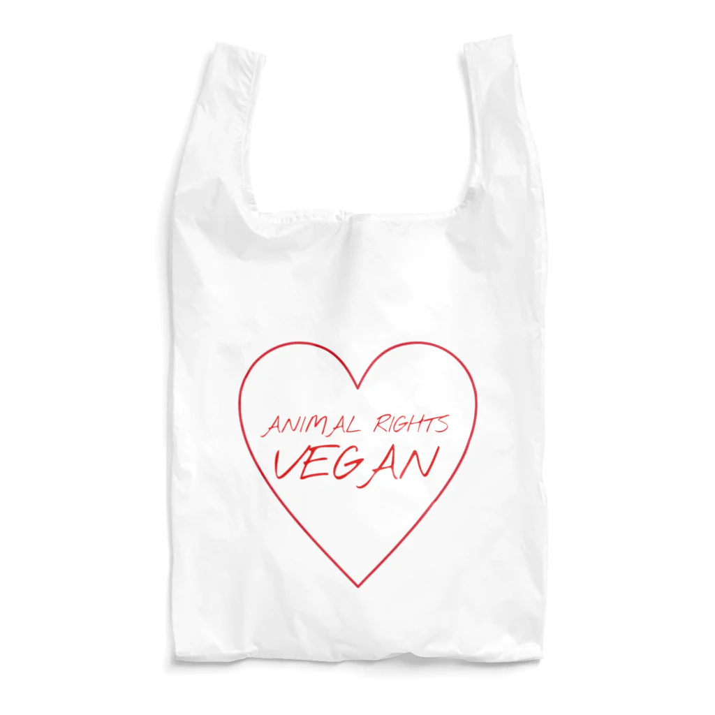 VEGAN SHOP FREEのAnimal Rights Vegan ハート(赤) エコバッグ