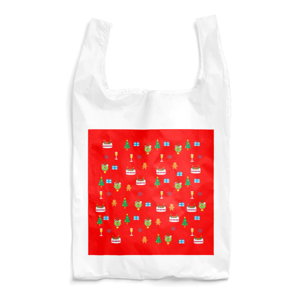 🐸かえるさんと仲間たち🐸のかえるさんのクリスマス（赤） Reusable Bag