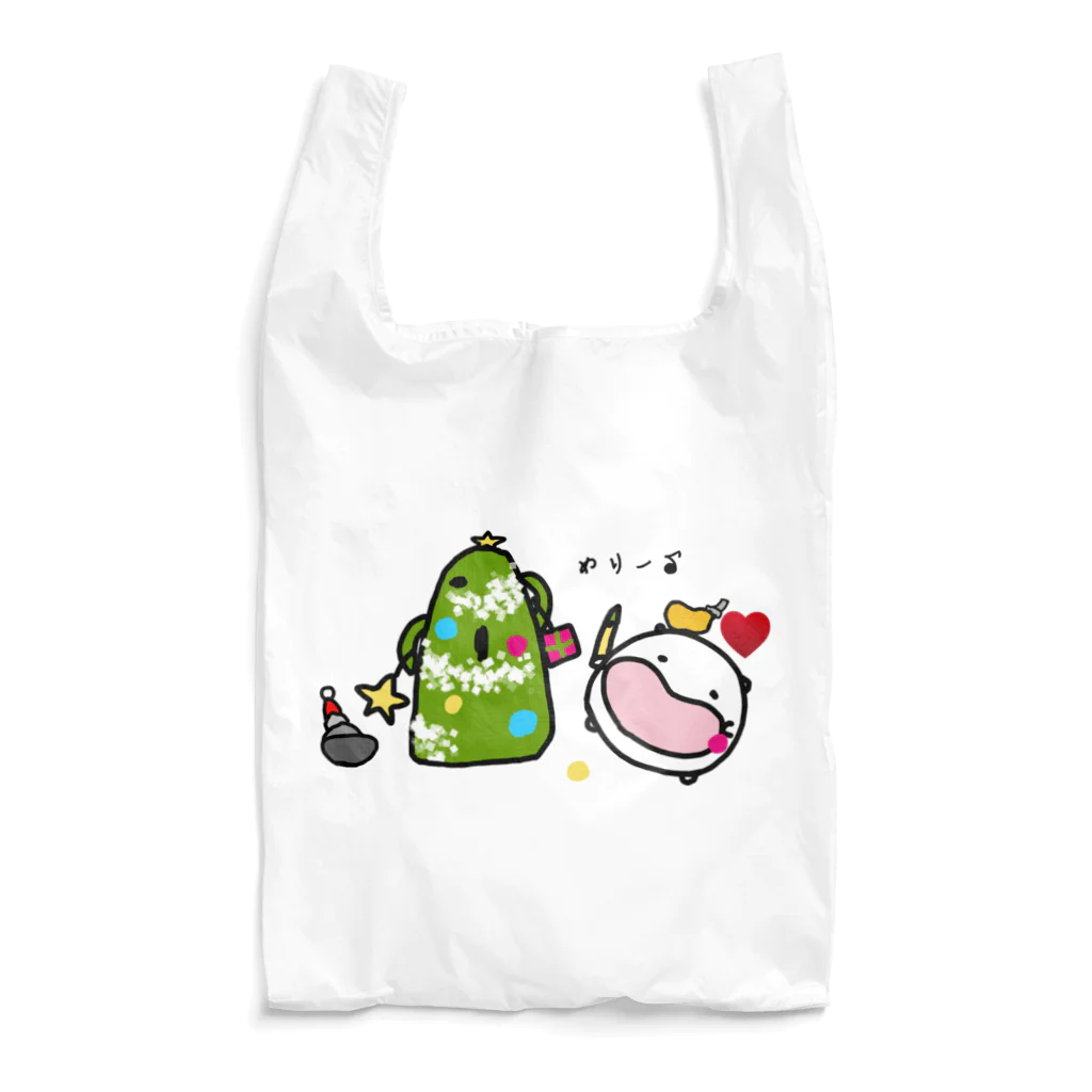 ダイナマイト87ねこ大商会のハニワをクリスマスツリーにしてパーティーを楽しむねこです Reusable Bag