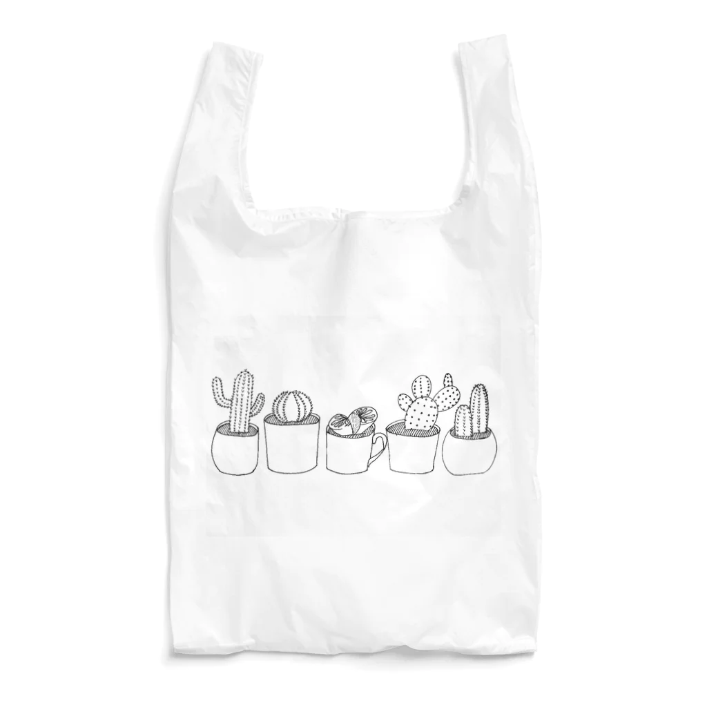 環状コミュニケーションの手描きのサボテン(淡色用) Reusable Bag