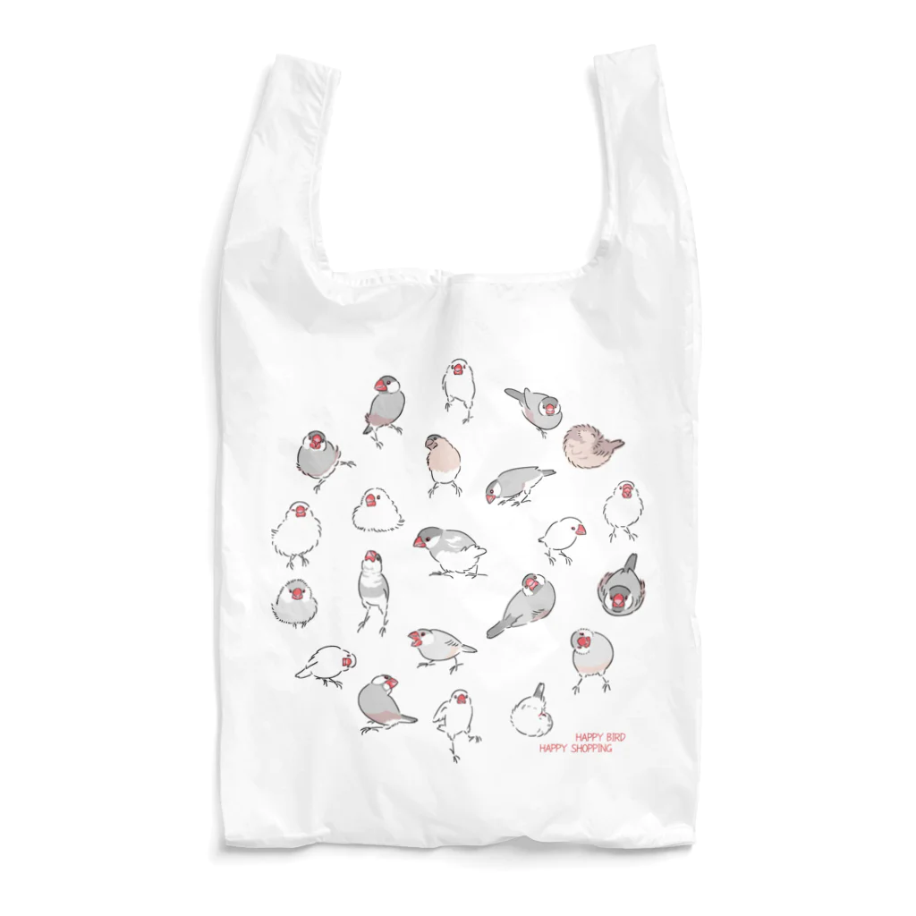 文鳥中心の文鳥たち Reusable Bag