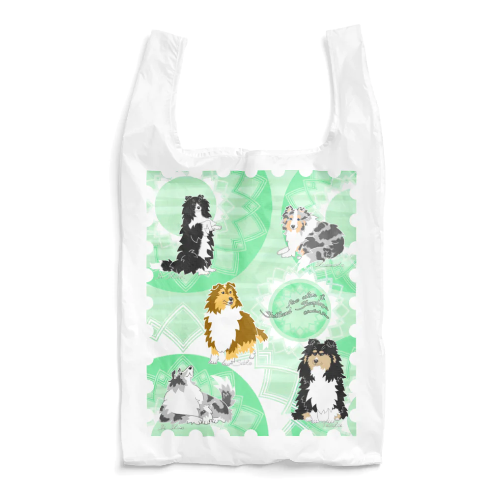 Airy BlueのFive colors of Shetland Sheepdogs.～Mint green～ エコバッグ