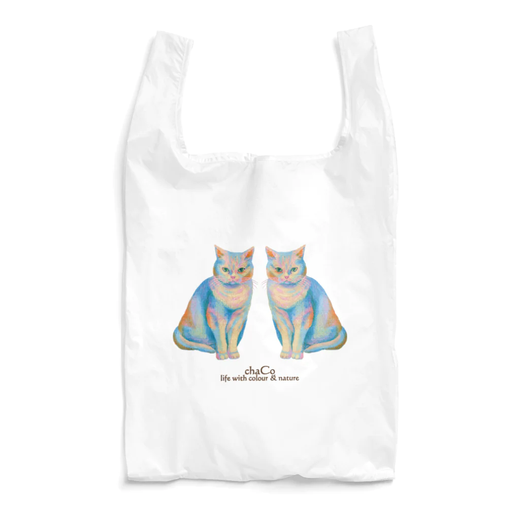 chaCo life with color&natureの白猫にゃんこエコバッグ(油絵) Reusable Bag