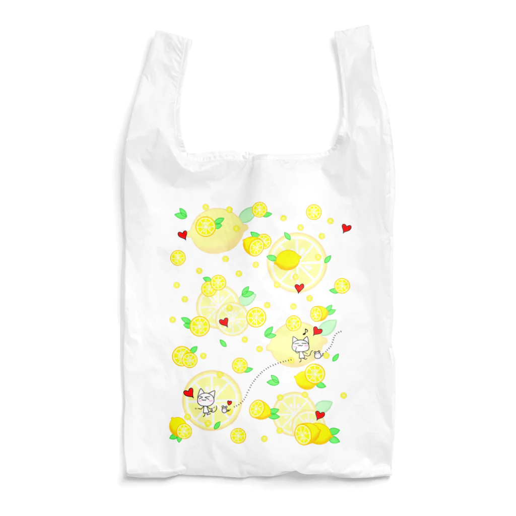 にゃーにゃー組@LINEスタンプ＊絵文字販売中！の手足棒にゃん！れもんがいっぱい！ Reusable Bag