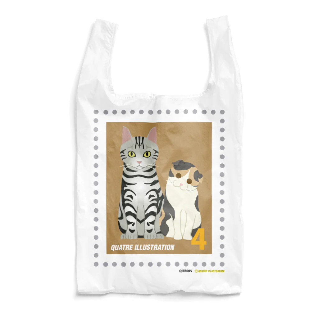 Quatre Illustrationのキャトル切手_猫02 Reusable Bag