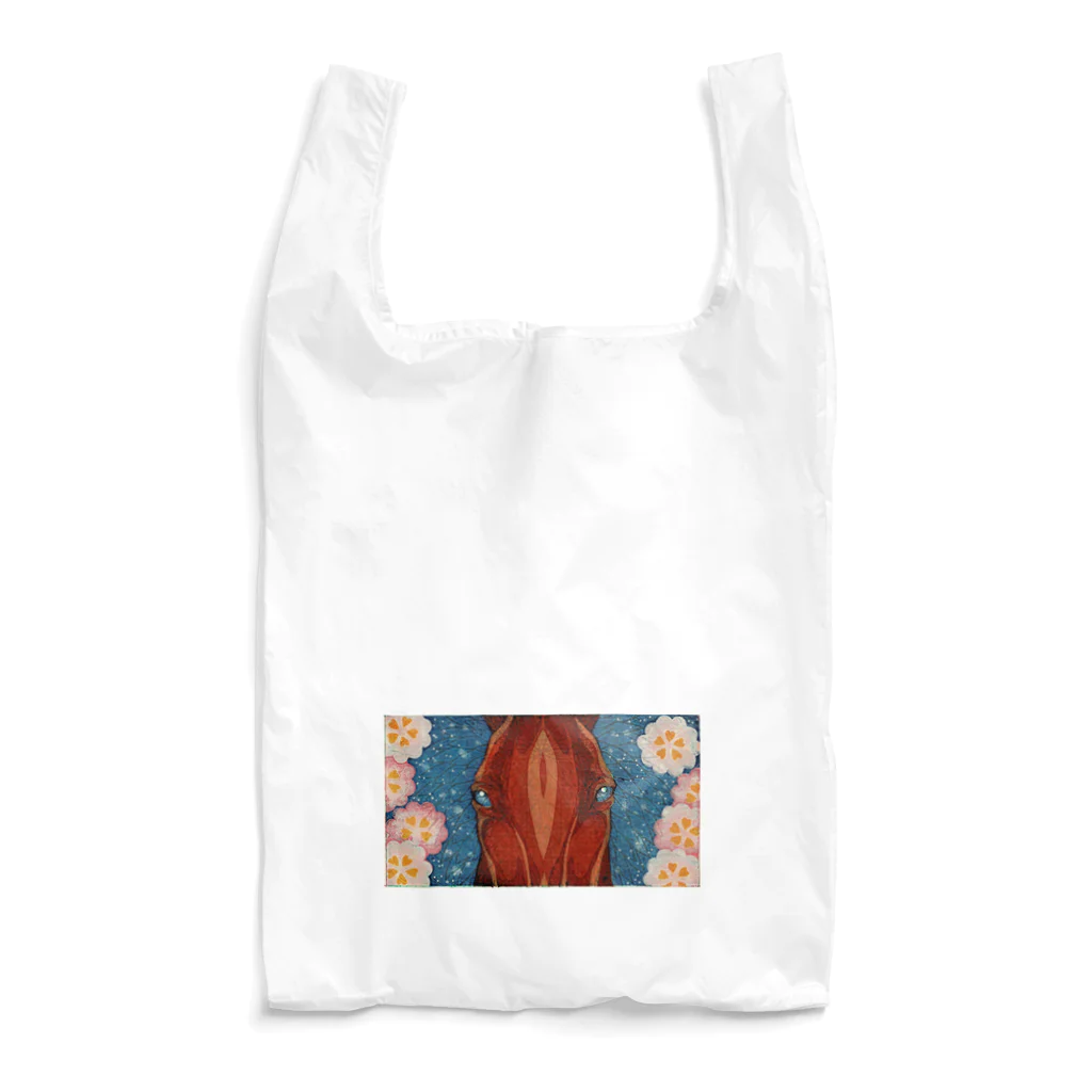 版画舎かちの馬のエコバッグ　【菊に桜】 Reusable Bag