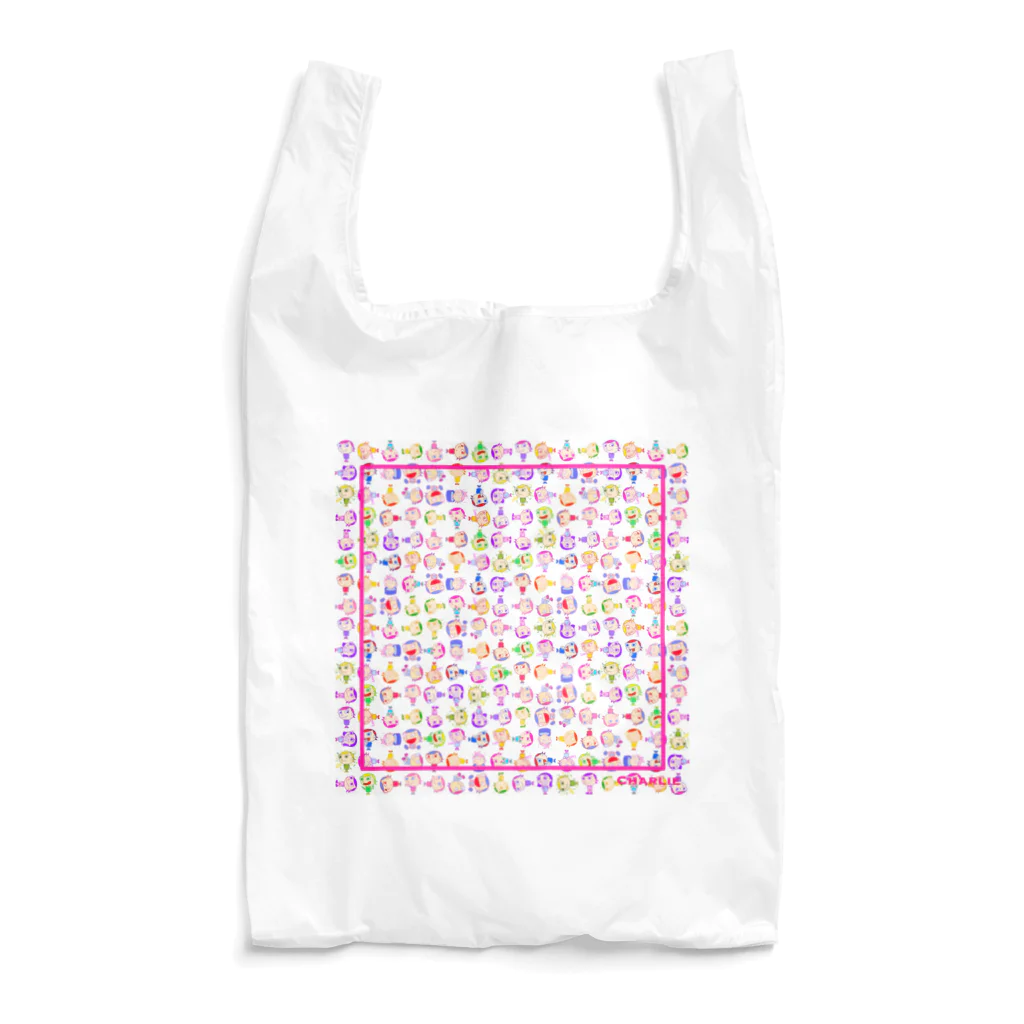 charlolのCharlieカラフル背景ホワイト Reusable Bag