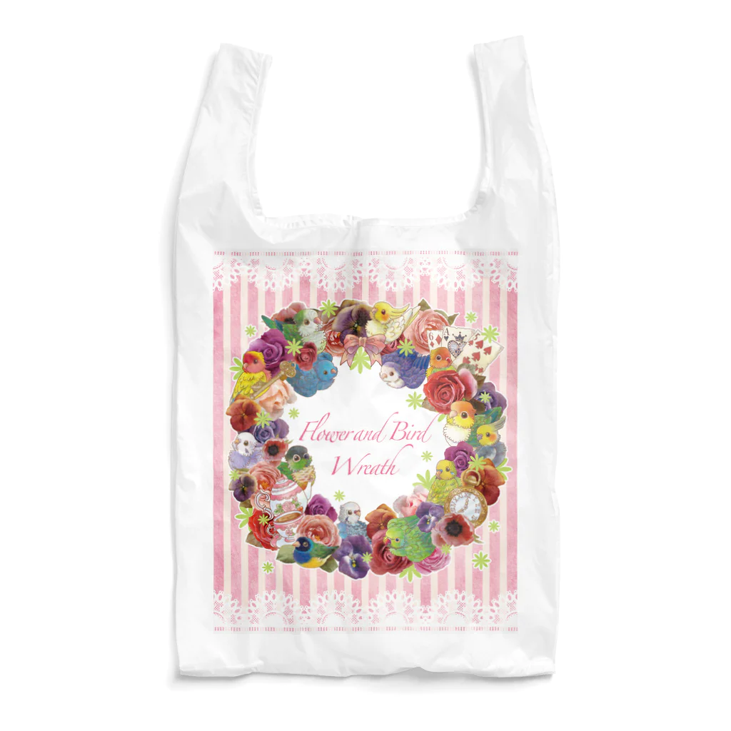 あにまるめいとの花と鳥のリースエコバッグ Reusable Bag