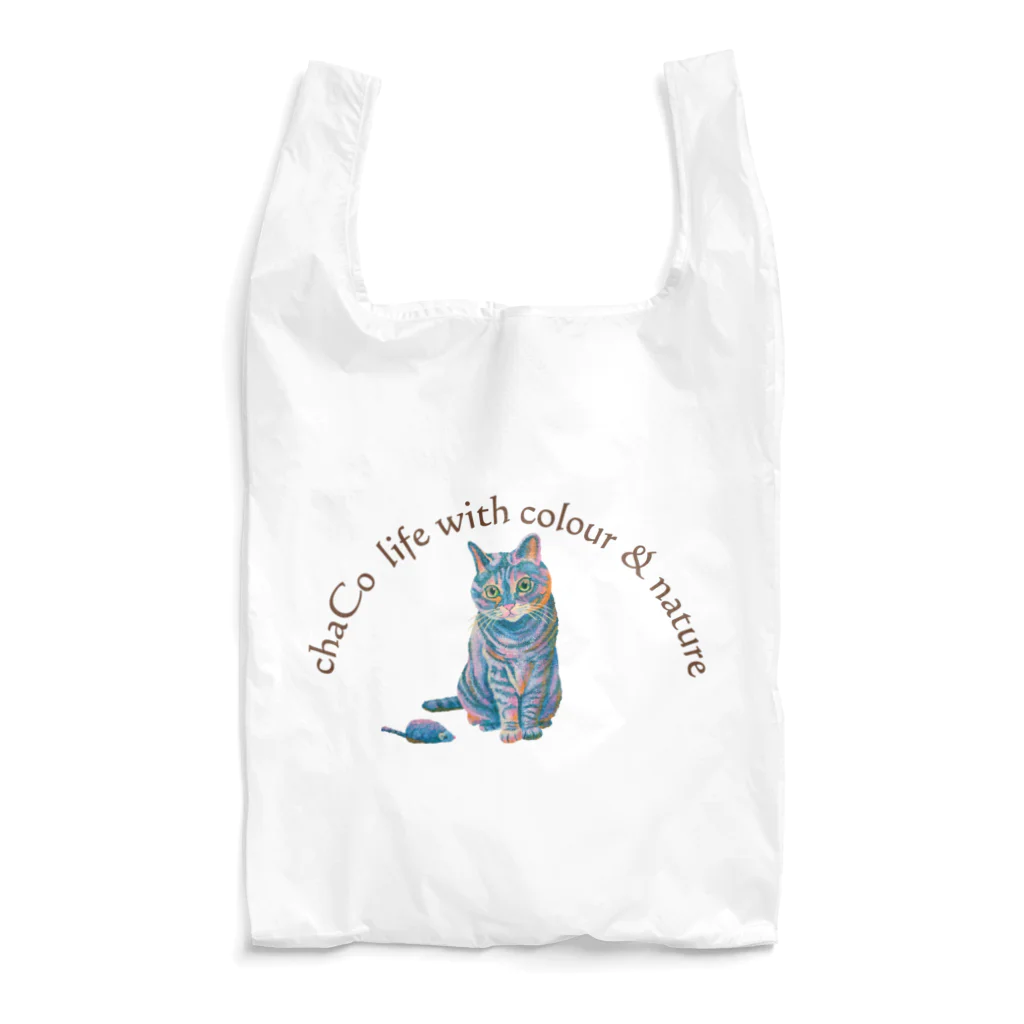 chaCo life with color&natureのにゃんことネズミのおもちゃエコバッグ(油絵) Reusable Bag