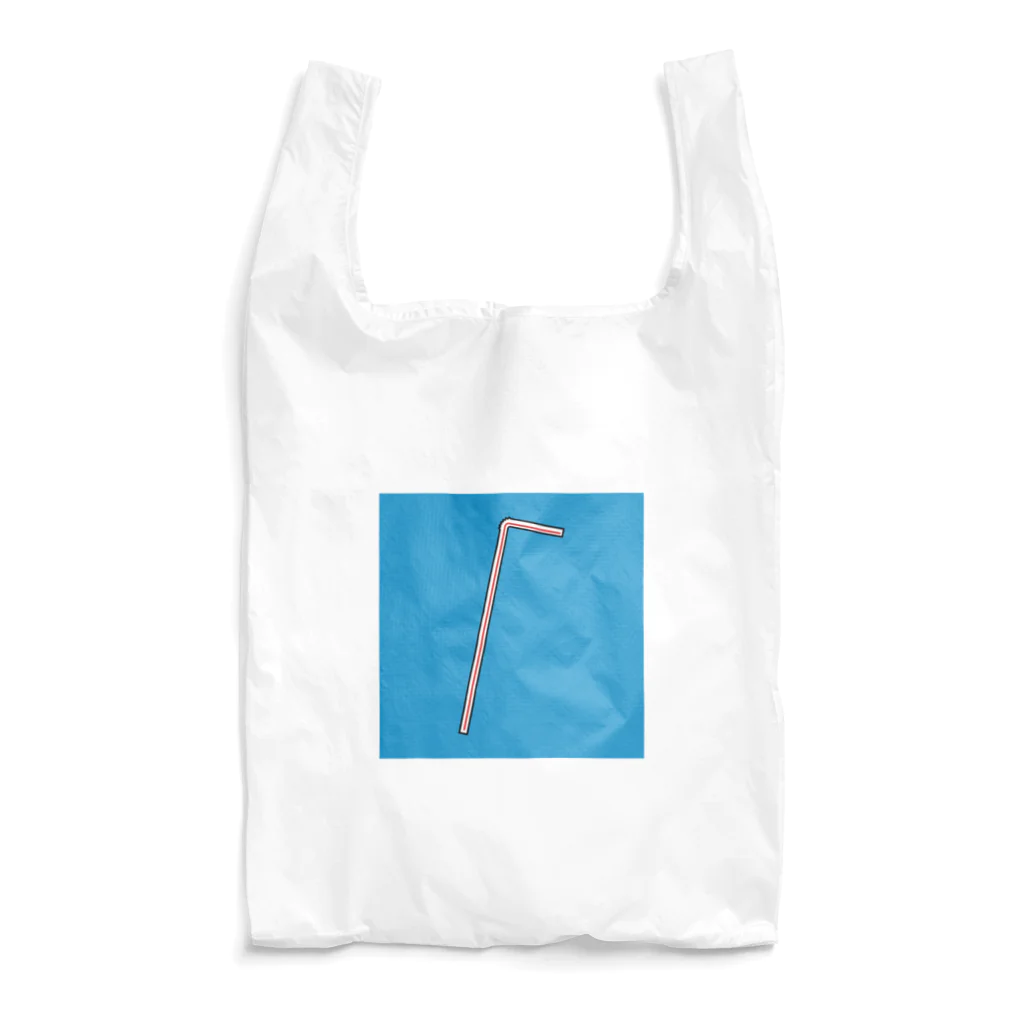 うさぎちゃんアイランドのストロー エコバッグ ブルー Reusable Bag