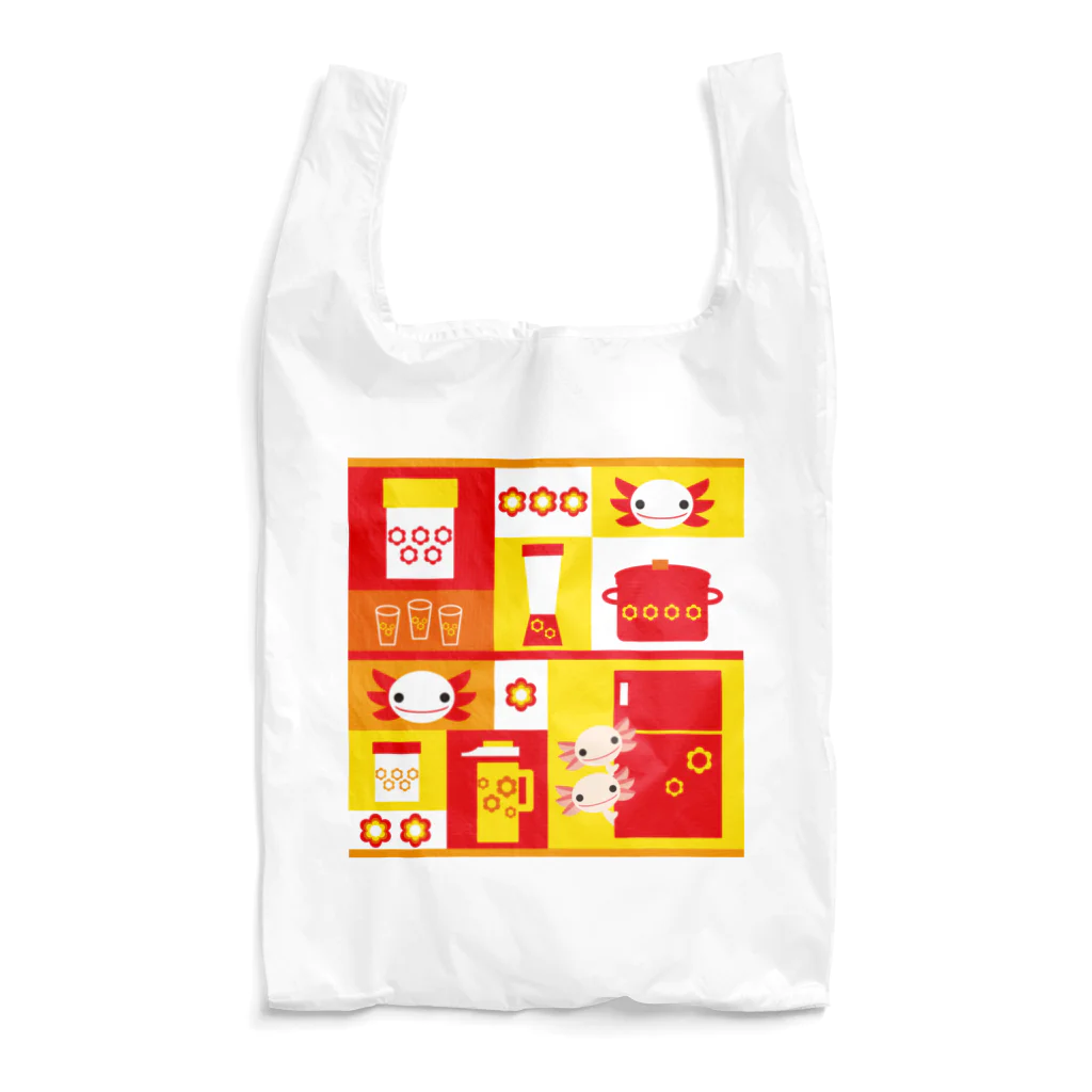 冷蔵庫からウーパールーパーのレトロウパ赤 Reusable Bag