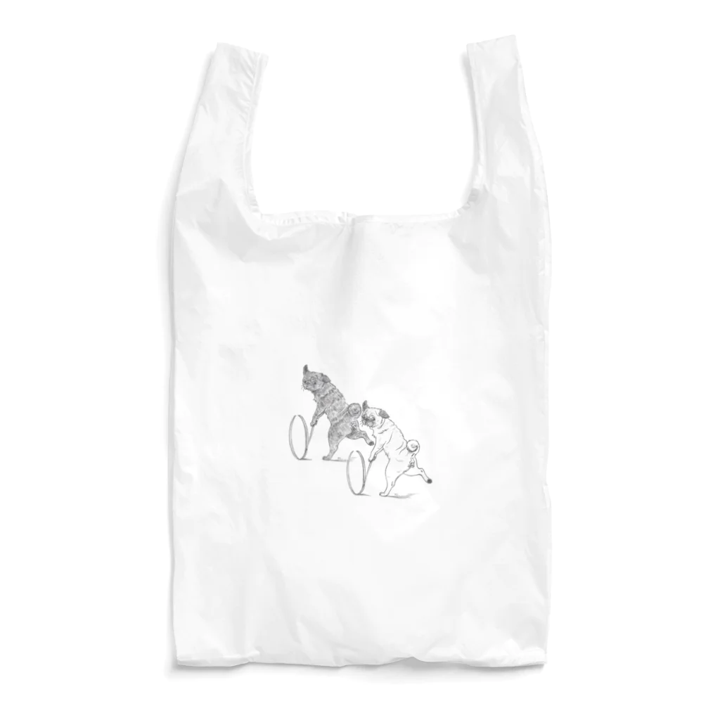 ＰＵＧＬＡＮＤのパグの輪回し～フォーン・黒 Reusable Bag